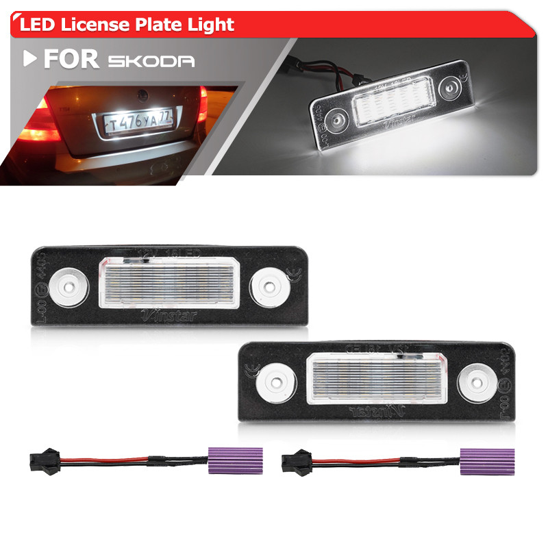 2PCs สําหรับ Skoda Octavia MKII 1Z A5 Facelift Roomster 5J Octavia MKII Pre-Facelift Canbus Led ป้าย