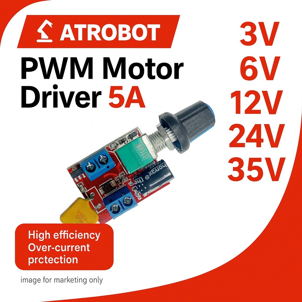 PWM DC Motor Speed Controller โมดูลปรับรอบ 3-35V 5A มีฟิวส์ ขนาดเล็ก พกพาง่าย ปรับหรี่ไฟ LED ได้
