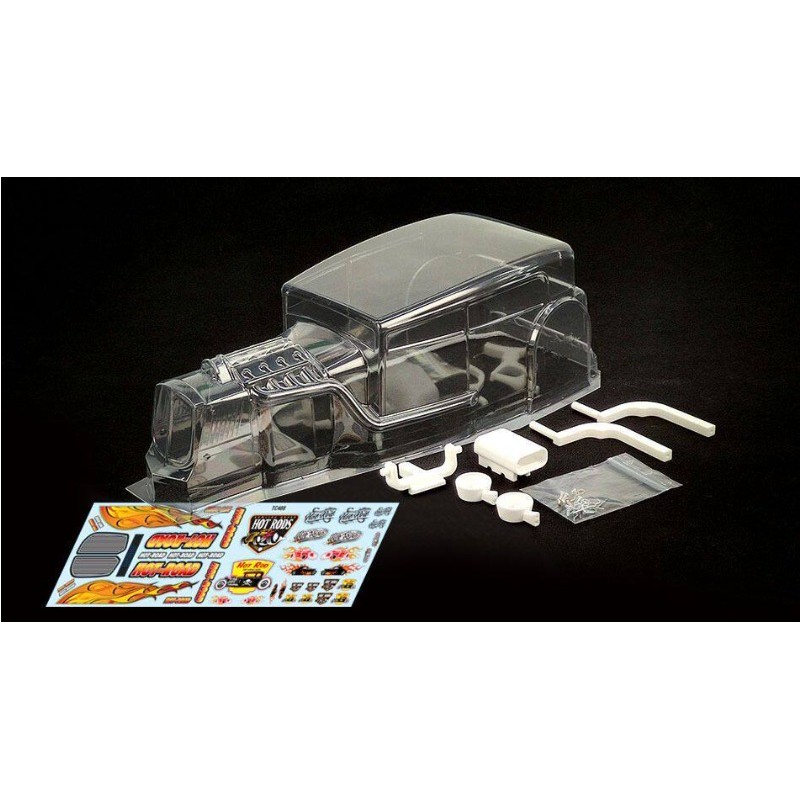 TC408 1/10 F1 Hot Rod เปลือกรถ PC โปร่งใสพร้อมคอลัมน์เปลือกรถการพิมพ์ 3D/ไฟรถยนต์/บูสเตอร์