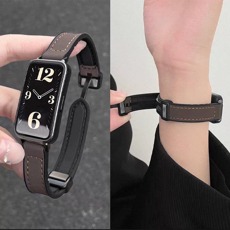 สายแม่เหล็กเปลี่ยนสําหรับ Huawei Band 11 / 11 Pro โลหะคู่เล็บหัวเข็มขัด Brecelet สําหรับผู้หญิง