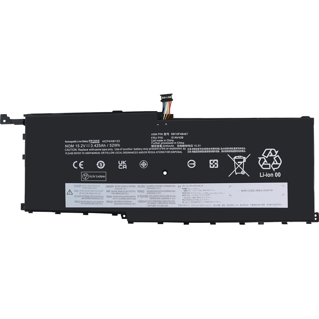 00HW028 01AV439 SB10F46466 01AV458 แบตเตอรี่เปลี่ยน thinkpad x1 gen แบตเตอรี่แล็ปท็อปสําหรับ Thinkpa
