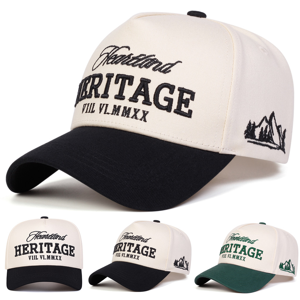 หมวกเบสบอล HERITAGE ปักลาย_patchwork_สีครีม ออกแบบมาเพื่อกันแดด สำหรับผู้ชายและผู้หญิง ใส่ง่ายขณะเดินทางหรือเล่นชายหาด