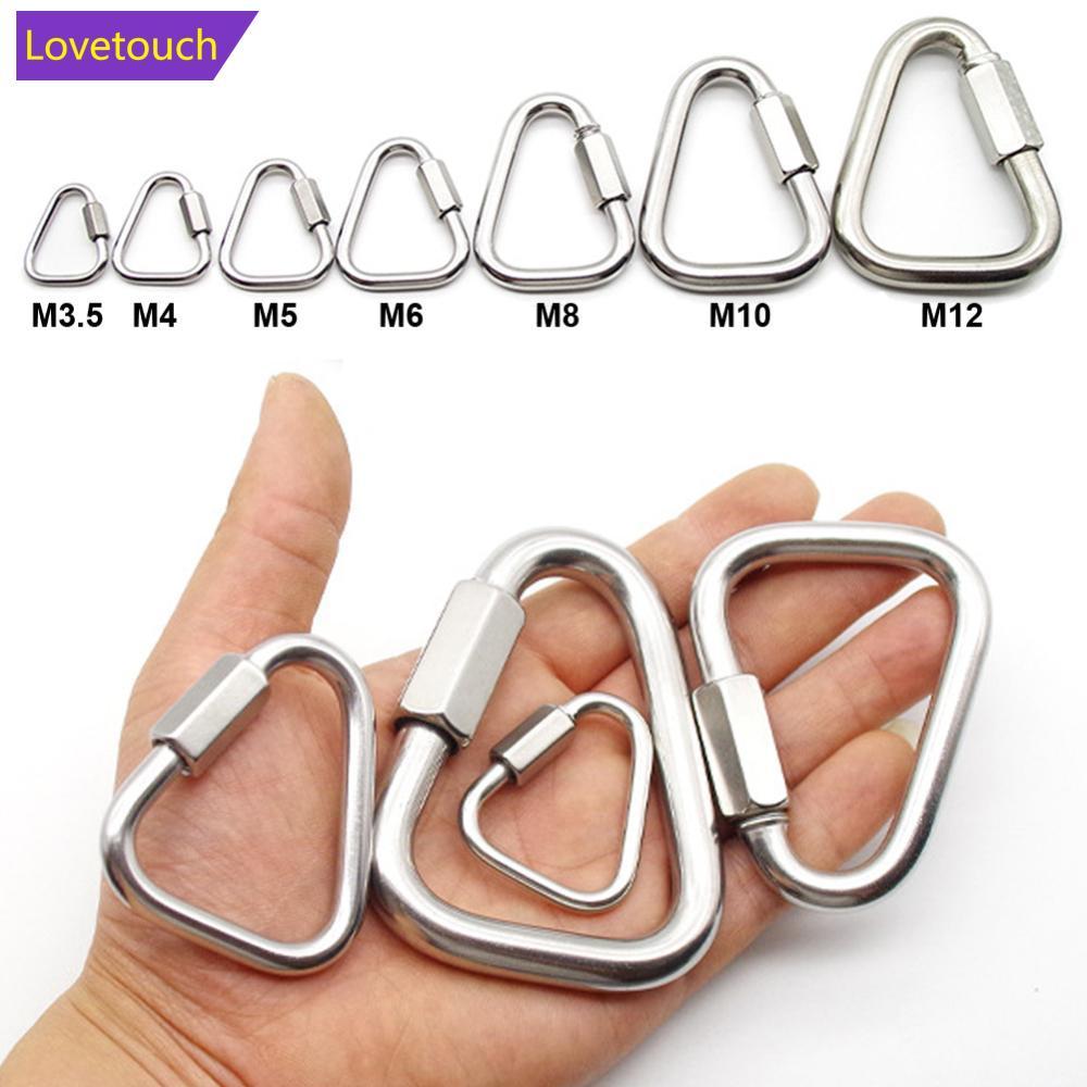 LOVETOUCH M3.5/M4/M5/M6/M7/M8/M10/M12 สแตนเลสรูปไข่ Quick Links สามเหลี่ยม-Lock Carabiner ความปลอดภั