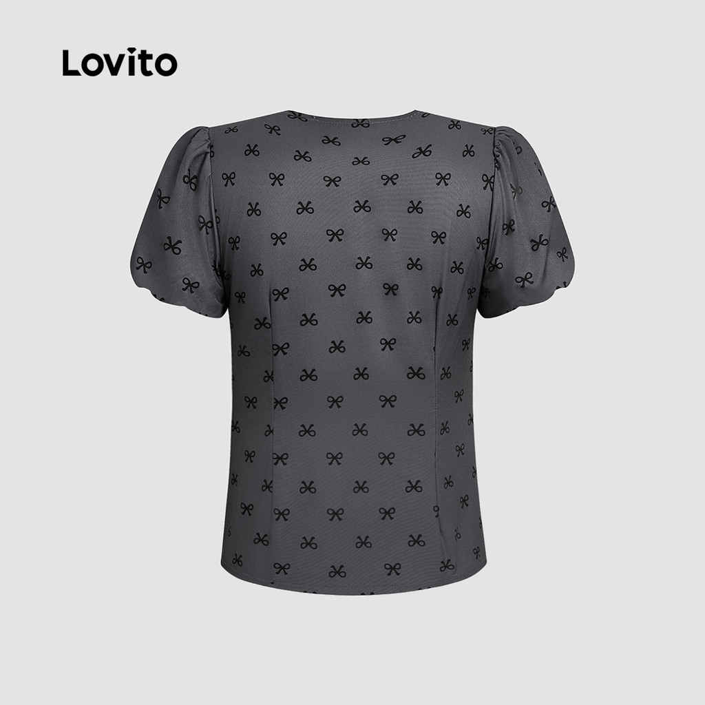 Lovito เสื้อเชิ้ตผู้หญิงสีเทาพลีทสําหรับฤดูใบไม้ผลิฤดูร้อน L171ED318 - รูปที่ 3