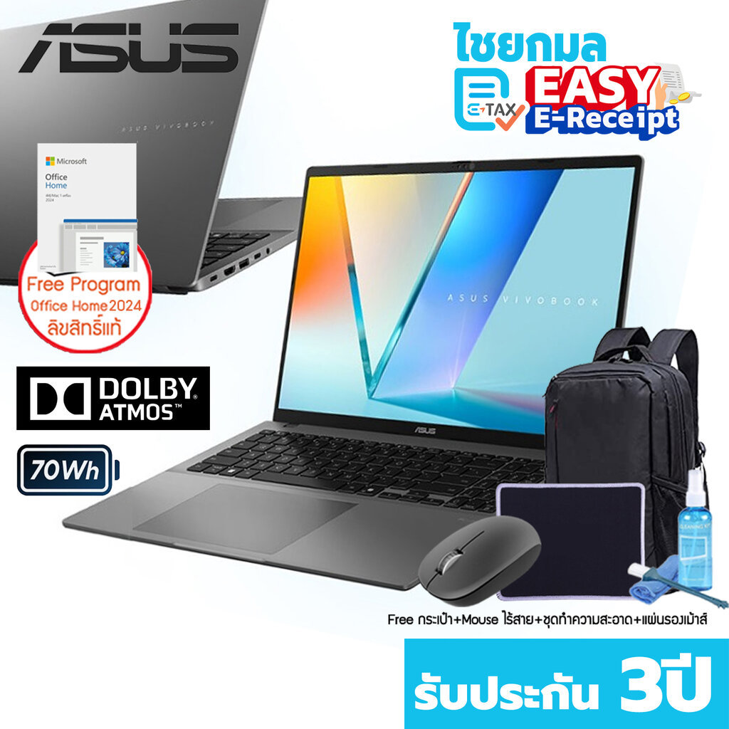 [Office24+Windows แท้] Asus Vivobook S16 S3607VA-RP575WA Core 5 210H / 16GB / SSD 512GB