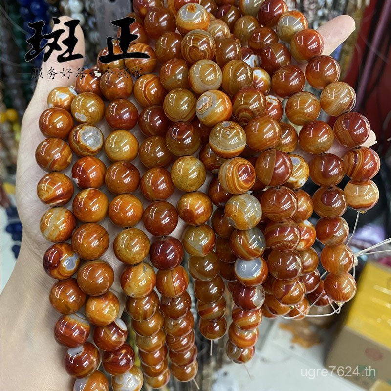 สร้อยคอและข้อมือลูกปัดอาเกต สไตล์ธรรมชาติ สีแดงขนาดใหญ่ ขายส่ง BJC7