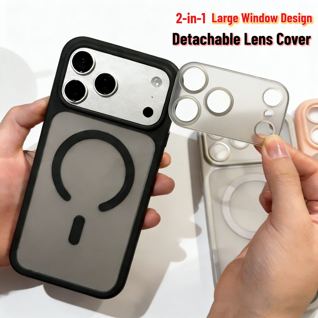 พรีเมี่ยมหน้าต่างขนาดใหญ่ออกแบบที่ถอดออกได้ 2-in-1 Matte Skin-Fried สําหรับ iPhone 17 Air 16 15 14 13 Pro Max ซิลิโคนนุ่มกันกระแทก Hard Case