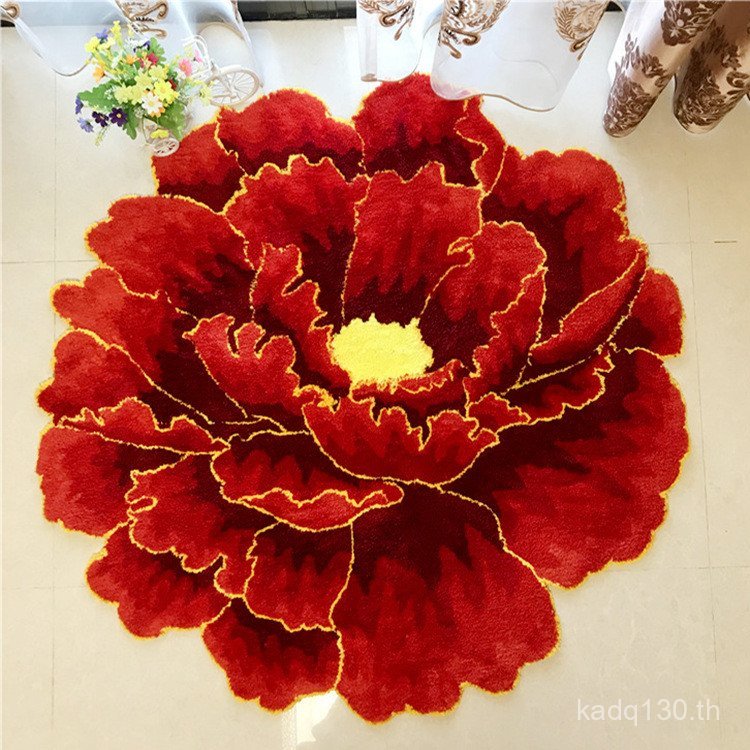 พรมดอกโบตั๋นดอกไม้ห้องนอนย้อนยุคแบบใหม่ผ้าห่มข้างเตียงดอกโบตั๋นสไตล์จีนบ้านบ้านห้องนั่งเล่นสร้างสรรค