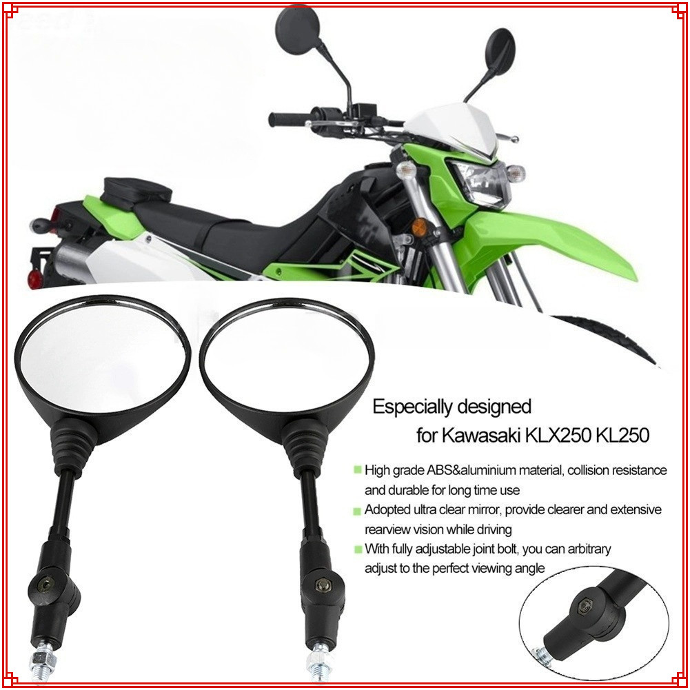 กระจกมองหลัง ทรงกลม พับได้ สําหรับรถจักรยานยนต์ Kawasaki Klx250 Kl250 2 ชิ้น