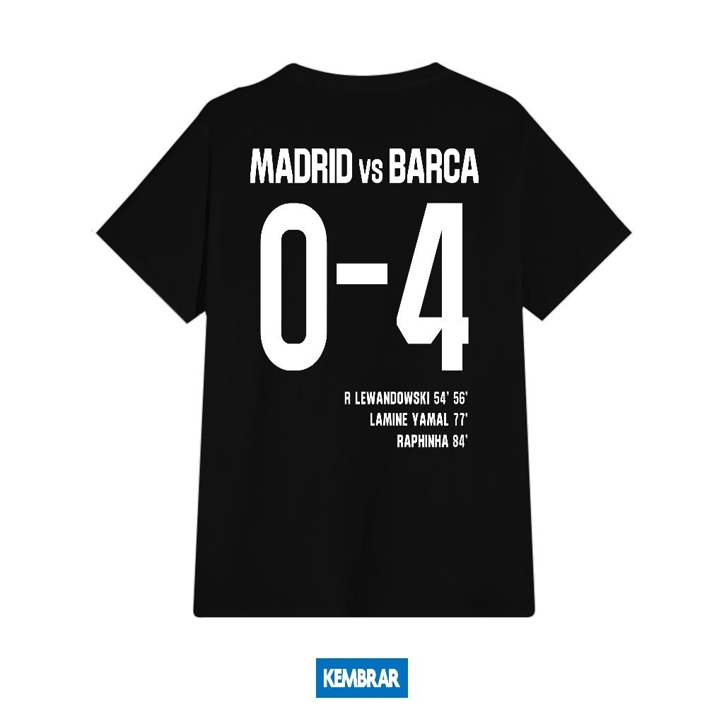 El Classico Madrid 0 - 4 Barca Score เสื้อ Barcelona ผู้ชายผู้หญิงเสื้อ Unisex
