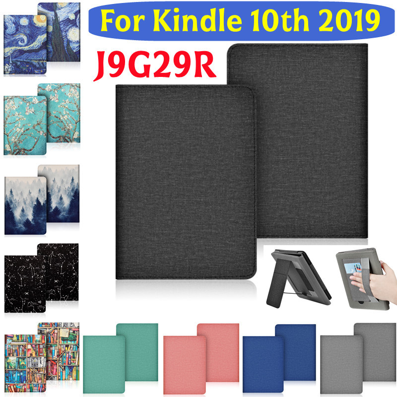 พร้อม HandStrap เข็มขัดสําหรับ Kindle Basic 10th Gen Stand Case Magnetic 6 2019 J9G29R Ebook PU หนัง