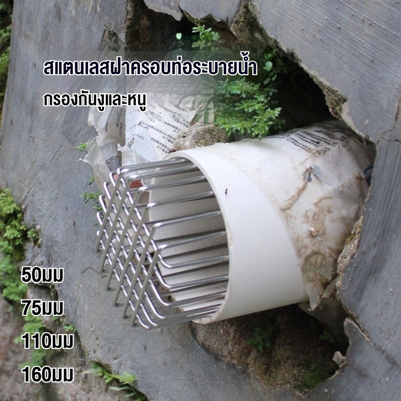 ตะแกรงระบายน้ำ สแตนเลสฝาครอบท่อระบายน้ำ หลังคา&ระเบียง ขนาดใหญ่ กลางแจ้ง ป้องกันการปิดกั้น ฟิตติ้งง่าย