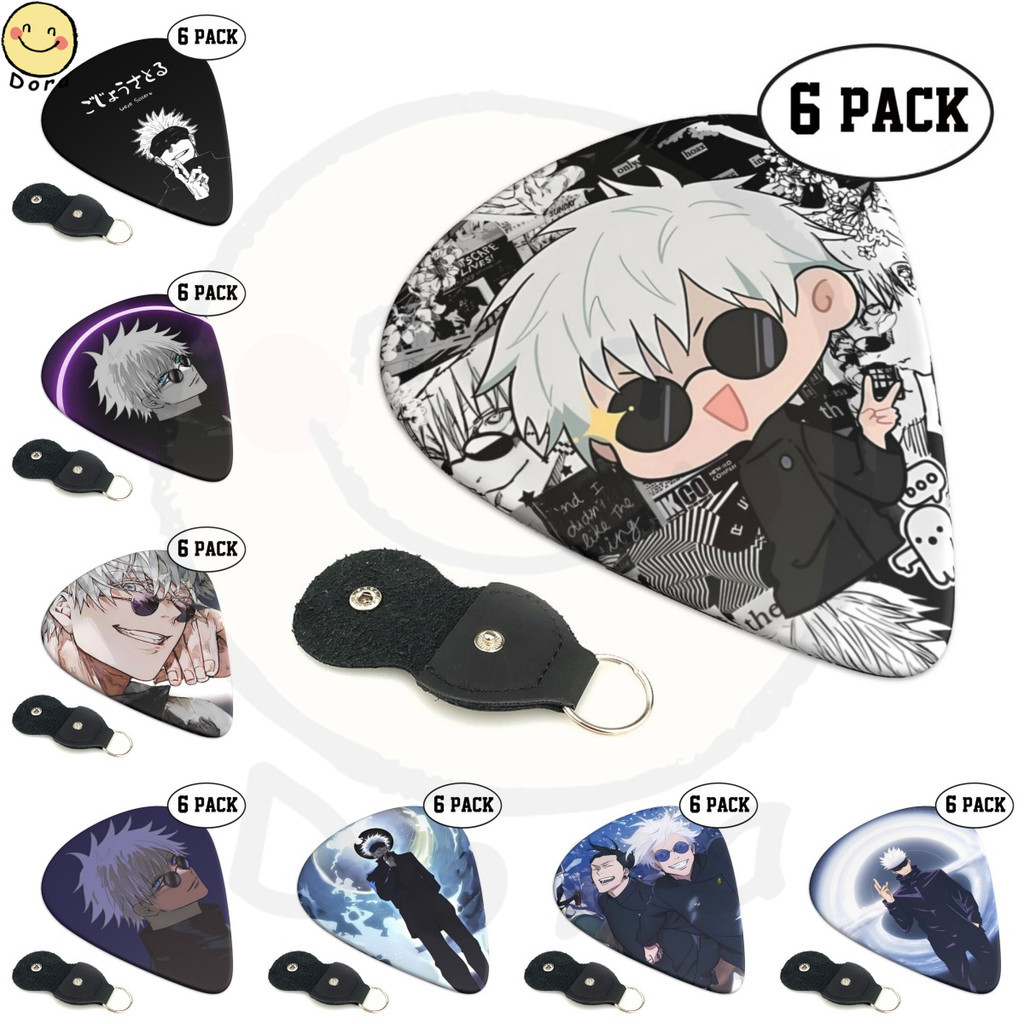 Jujutsu Kaisen Satoru Gojo กีตาร์ Picks 6 แพ็ค - 0.71 มม.กีตาร์ Picks ของขวัญกีตาร์ที่ไม่ซ้ํากันสําหรับเบส, ไฟฟ้าและอะคูสติกปรับแต่ง