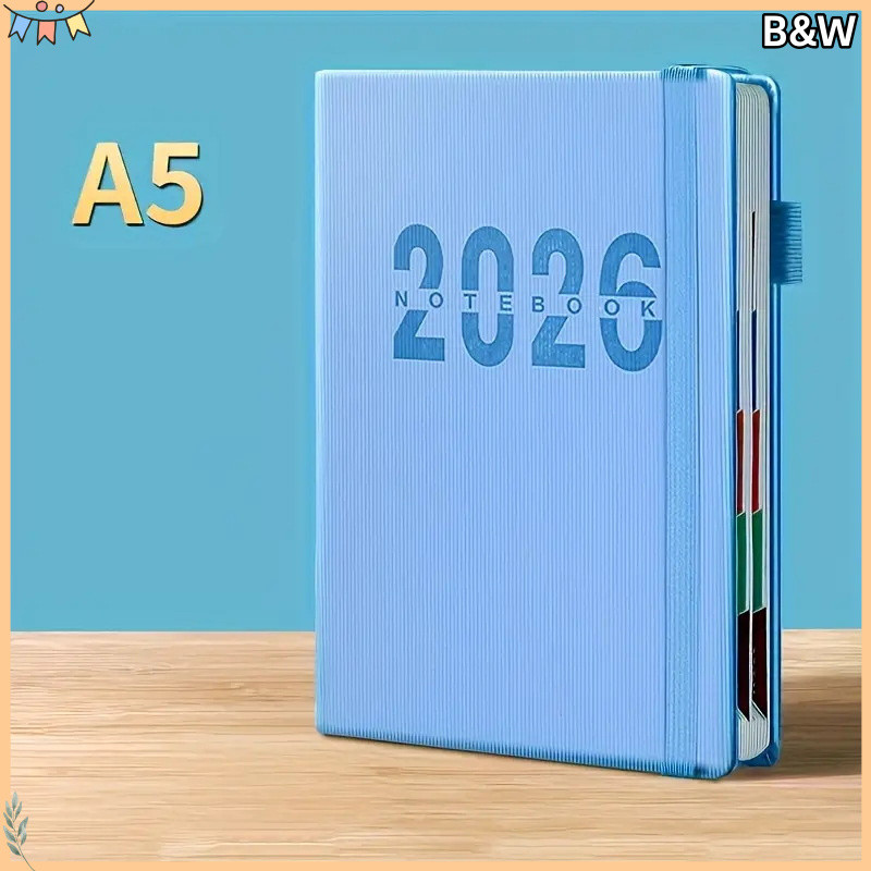 B&W Agenda Daily plan 365 วันกําหนดการ 2026 Planner A5 Annual Planner Office & School Supplies Vinta
