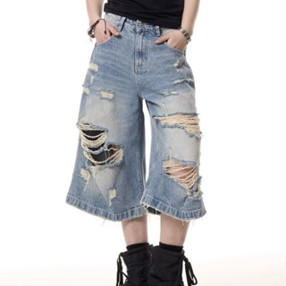 ERSHENSHI กางเกงยีนส์ขาตรง สไตล์เรโทรแบบอเมริกัน