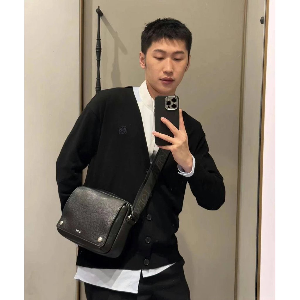 Royway pebble Messenger Bag Messenger Bag สายสะพายกว้างกระเป๋า Messenger ผู้ชายผู้หญิงสไตล์เดียวกันห