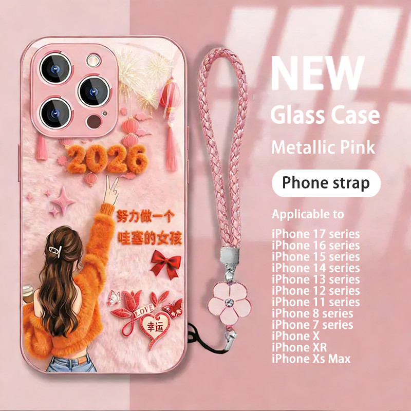 เคส iphone 17 pro max Air 17pro 16 15 14plus 13 12 11 Pro Max 7 8 Plus X Xr XsMax,สายโทรศัพท์,สาวโชคดีมากใน 2026,เปลือกแข็งอินเทรนด์,ของขวัญ,กันตก,กันกระแทก,