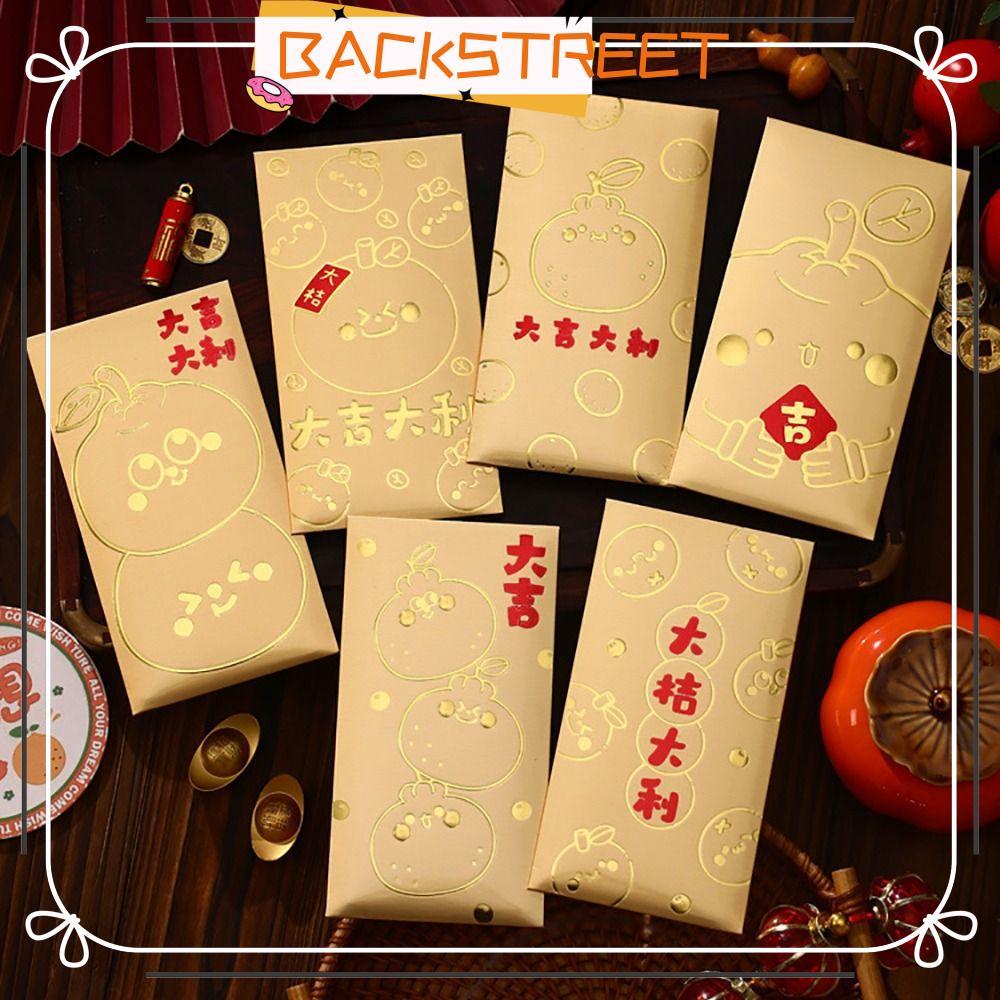 BACKSTAGE 6 ชิ้น Packet Envelopes, Snack Year CNY Red Envelope, Spring Festival Fu Lucky Red Chinese