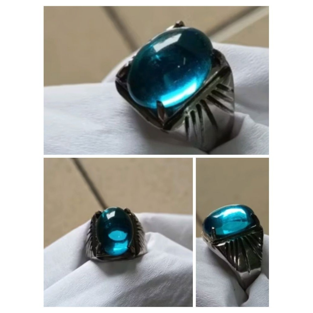 แหวนสแตนเลส AQUAMARINE CRYSTAL D18