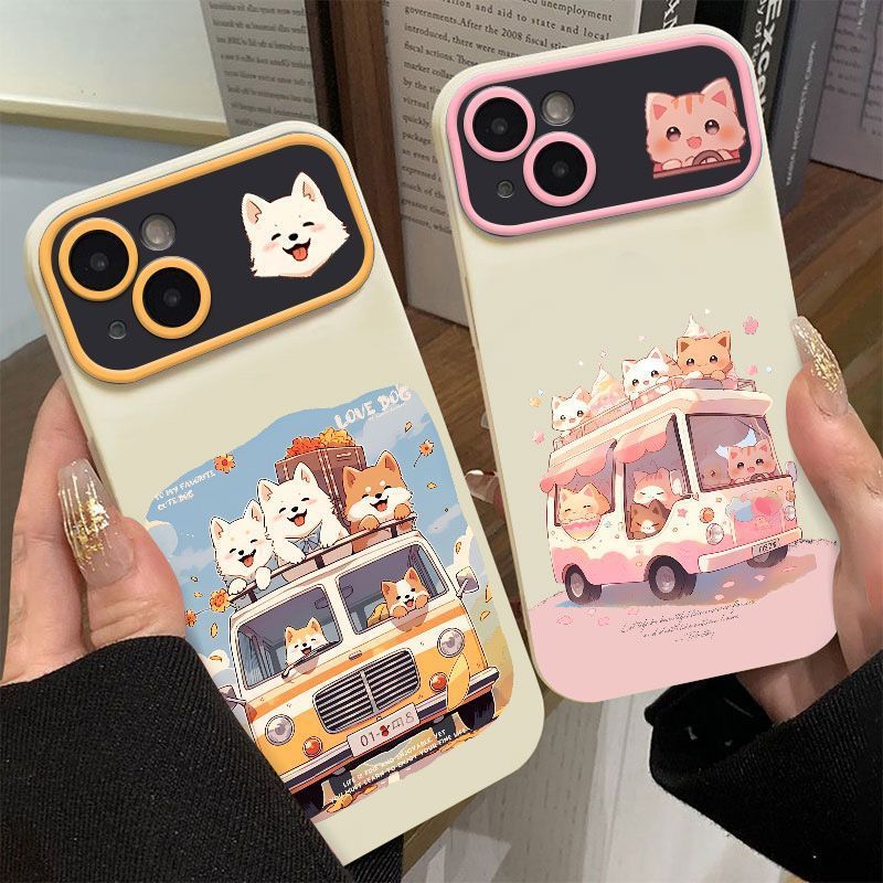 Bus Puppy เหมาะสําหรับเคสโทรศัพท์ Apple 17PRO 16 Large Windows 15 Frosted 14 Shock-proof 12/11 Soft 