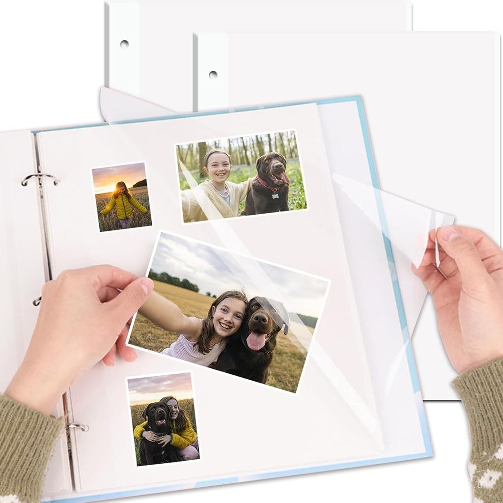 11 x 9 Inch Photo Album Refill Pages,Album Pages for 3 Ring Binder, Self Adhesive Pages, for 2x3 4x6