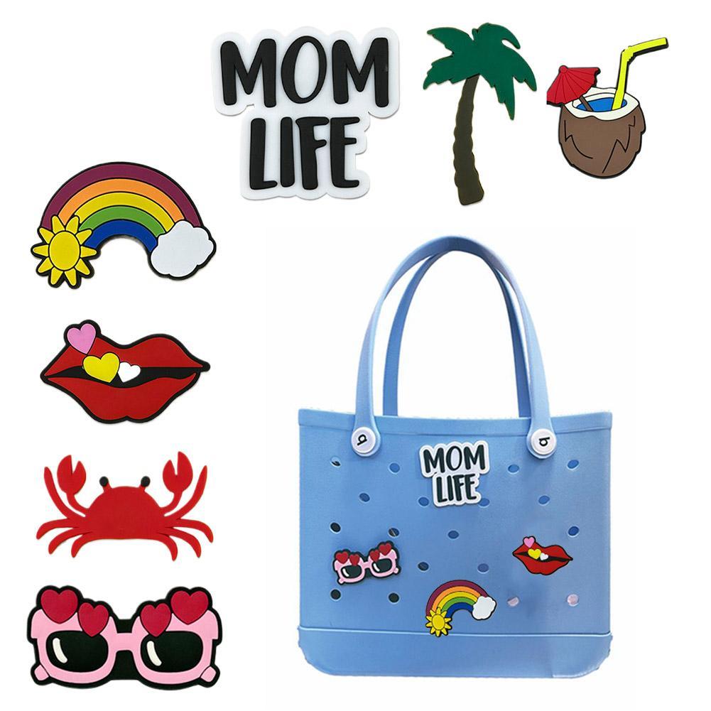 7 รูปแบบชายหาด Eva Hole กระเป๋าอุปกรณ์เสริม Diy ตกแต่ง Charm พร้อมหัวเข็มขัดด้านล่าง Charm H9c8