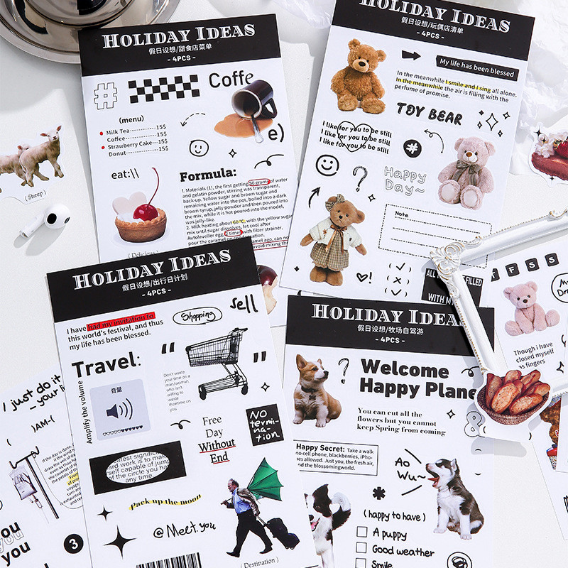สติ๊กเกอร์คู่มือ Holiday Setting Series สติ๊กเกอร์ Creative ins Handbook วัสดุ DIY สติ๊กเกอร์ตกแต่ง