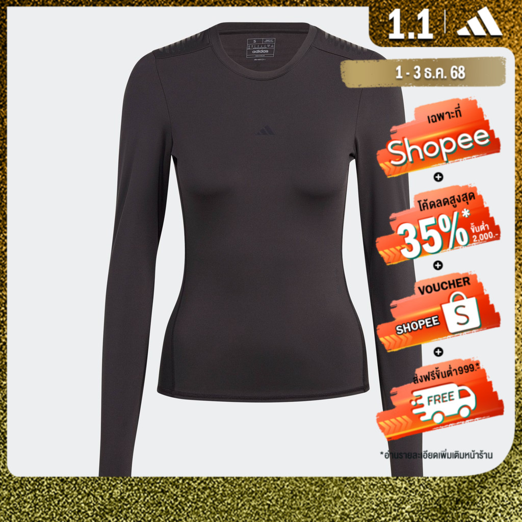 adidas Gym & Training เสื้อแขนยาว Techfit Control x RHEON™ ผู้หญิง สีดำ IB8816