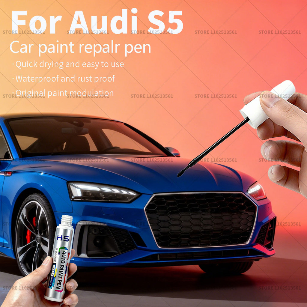 สําหรับ Audi S5 รถซ่อมสีปากกา Touch Up Scratch Remover DIY อุปกรณ์เสริมอัตโนมัติทอง LX1Y สีขาว LS9R 