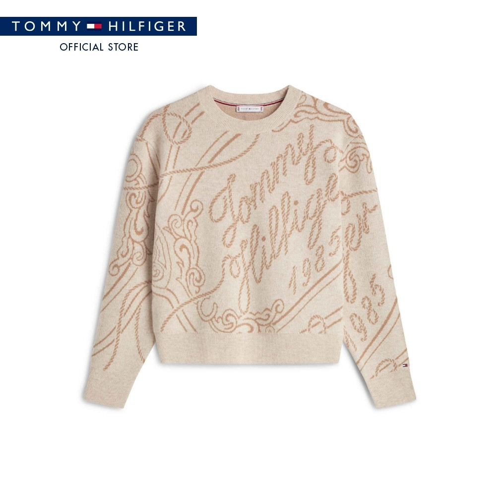 Tommy Hilfiger เสื้อสเวตเตอร์ ผู้หญิง รุ่น WW0WW48282 0GC – สีน้ำตาล ทรง Relaxed