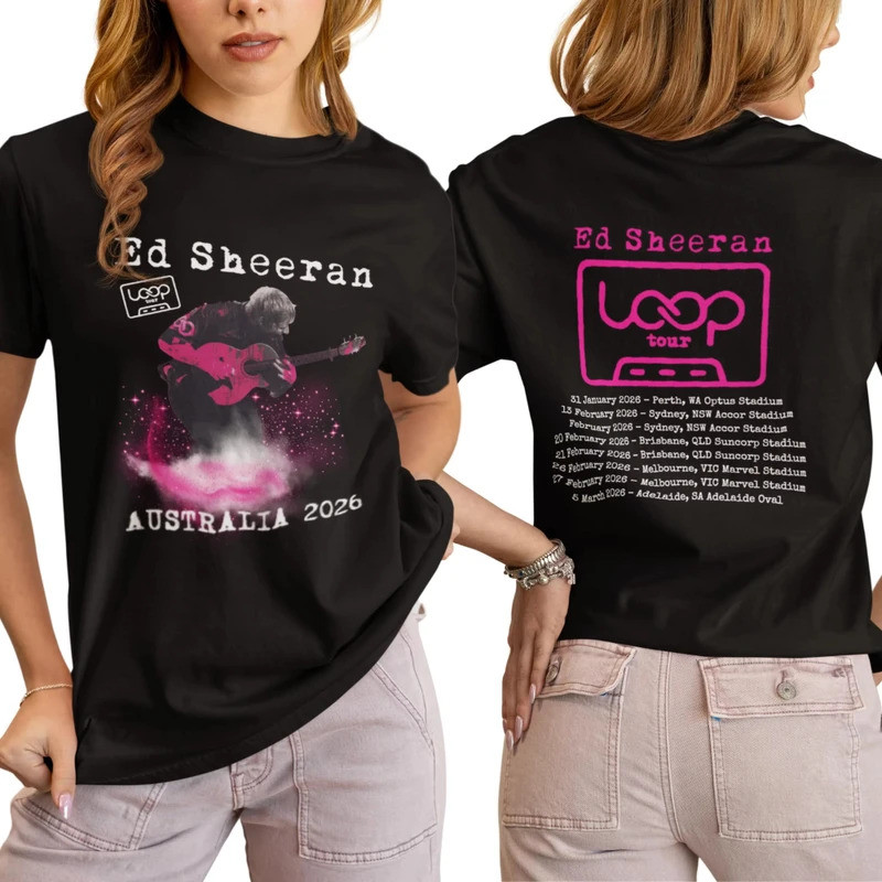 เสื้อยืด Ed Sheeran Loop Tour สำหรับผู้หญิงและผู้ชาย เสื้อ Ed Sheeran Australian Tour เสื้อสินค้า Ed