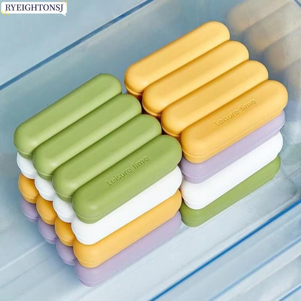 RYEIGHTONSJ Strip Ice Mold, พร้อมฝาปิดซิลิโคนถาดน้ําแข็ง,ทนทานใช้งานง่ายProof 4 กริด Popsicle Mold