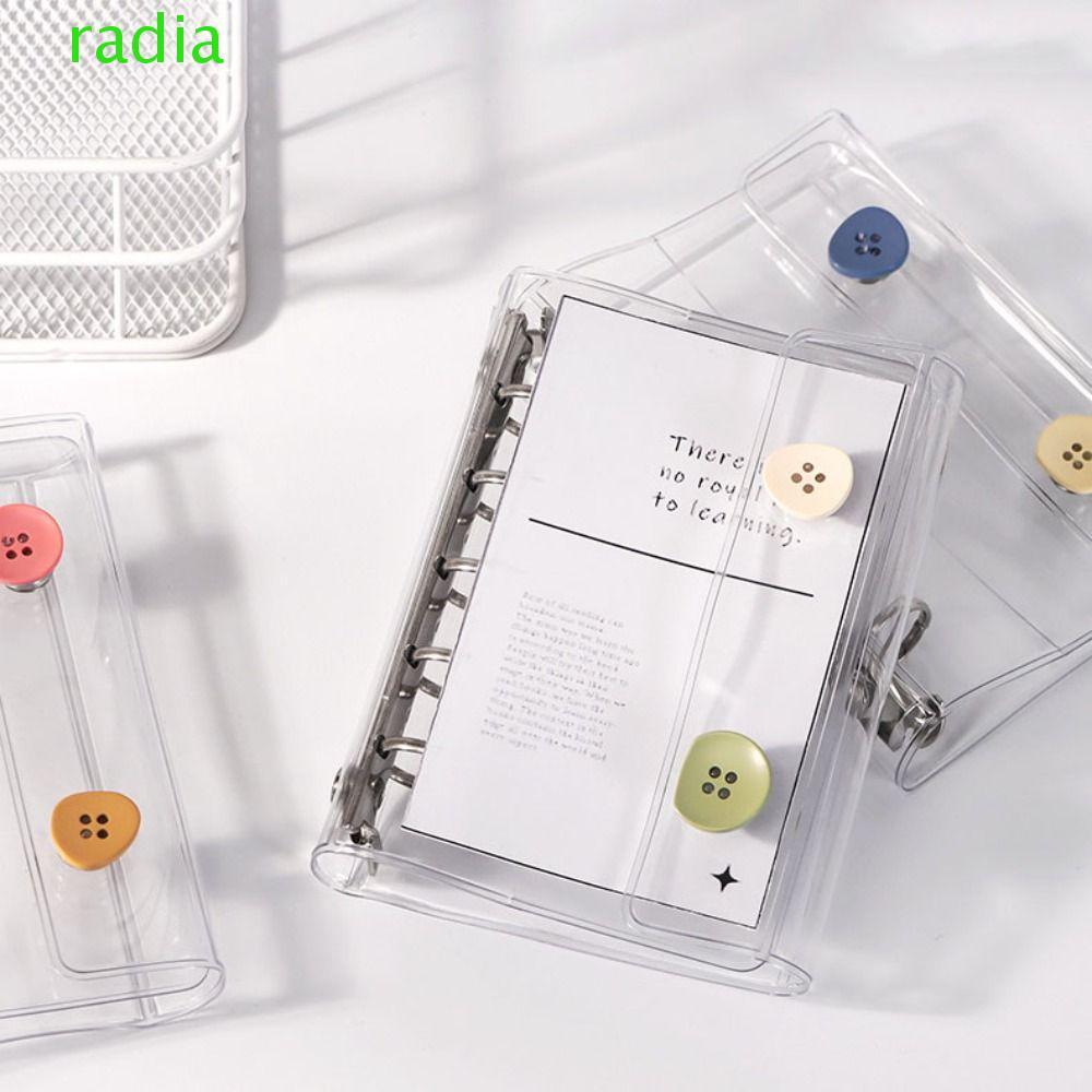 RADIANTZAP M5 Binder, double-buckle 5 หลุมโน้ตบุ๊ค,กันน้ําโปร่งใสหลายสี PVC Mini Binder ของขวัญ