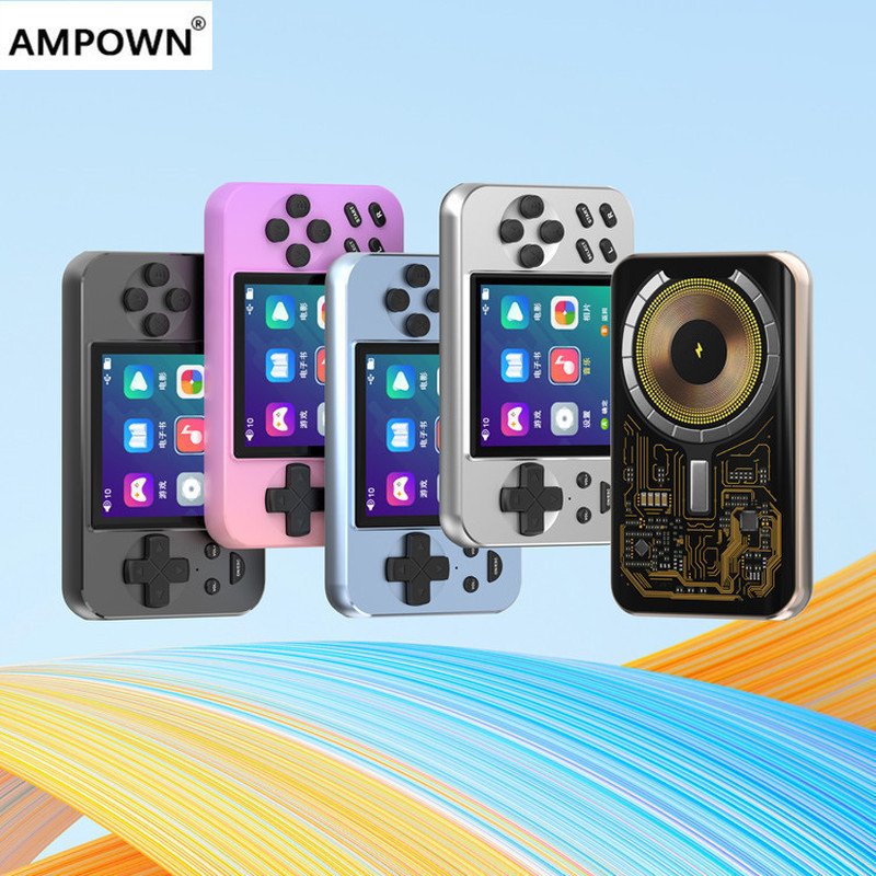 สินค้าใหม่ L9 คอนโซลเกมมือถือ AMPOWN Power Bank ดูดไร้สายชาร์จสะดวก Music Video Player