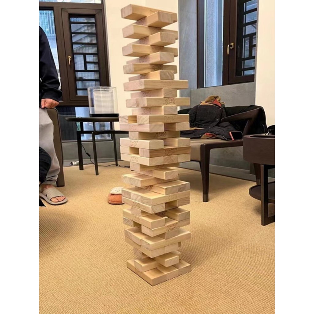 [HOT]Jenga ขนาดใหญ่ซ้อนบล็อกตัวต่อสูงชั้นซ้อนวาดเพลงเด็กผู้ใหญ่กลางแจ้งงานแต่งงานของเล่นไม้