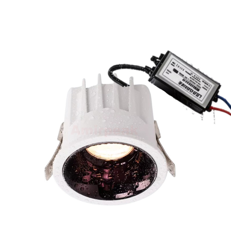 IP65 กันน้ํากลางแจ้ง Spot light โคมดาวน์ไลท์ LED แบบฝังห้องน้ําห้องพื้นที่เปียกห้องครัวออกแบบระเบียงสปอตไลท์สีดํา 7w 12w