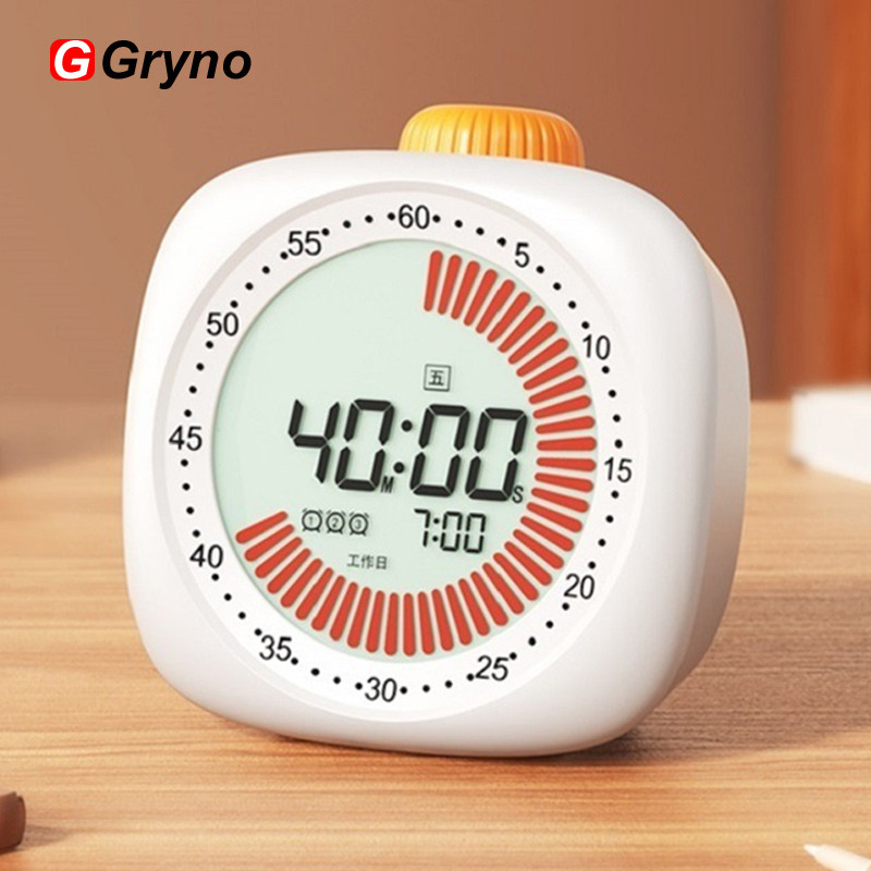 Gryno 4in1 Visual Timer Pomodoro Timer Clock พร้อมนาฬิกาปลุกการหมุน 60 นาทีนับถอยหลังสําหรับศึกษานักเรียน