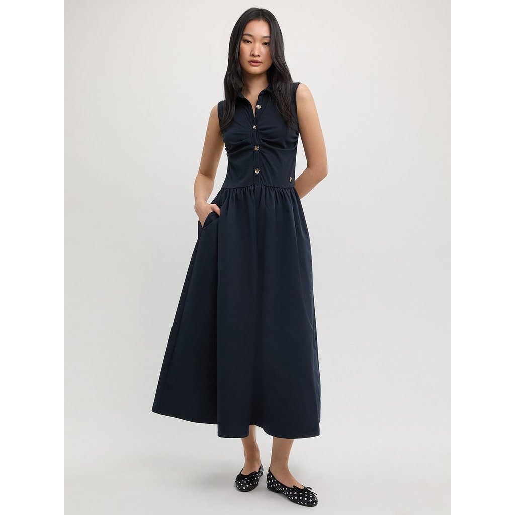 [Pomelo] เดรสยาวแขนกุดคอปก / Collared Sleeveless Maxi Dress