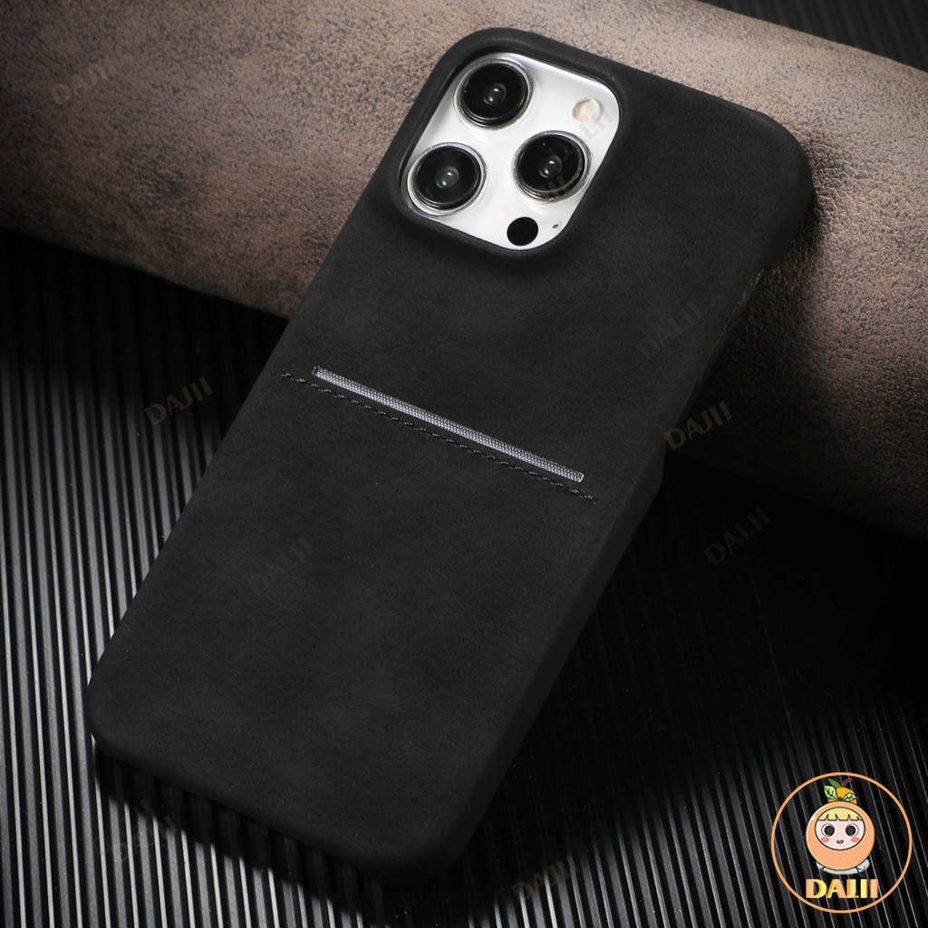 DAJII หนังแกะหนังช่องใส่การ์ดสําหรับ IPhone 17 16 15 14 13 12 Pro Max, Premium Anti-Slip Grip, กระเป๋าด้านหน้าสําหรับ ID/Cards