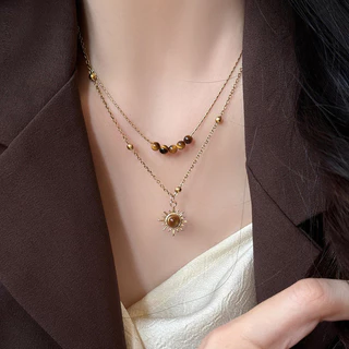 ในไทย-พร้อมส่ง✨สร้อยคอวินเทจจี้ดอกทานตะวัน โซ่ไหปลาร้า สไตล์โบฮีเมีย ใส่ได้ทุกวัน เก๋ไม่ซ้ำ