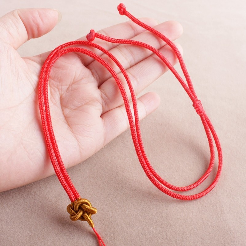 DIY จี้เชือกปรับสร้อยคอทอมือเชือกจี้ yu Pei หยก cui ทองขี้ผึ้งเชือกผู้ชายผู้หญิง Lanyard