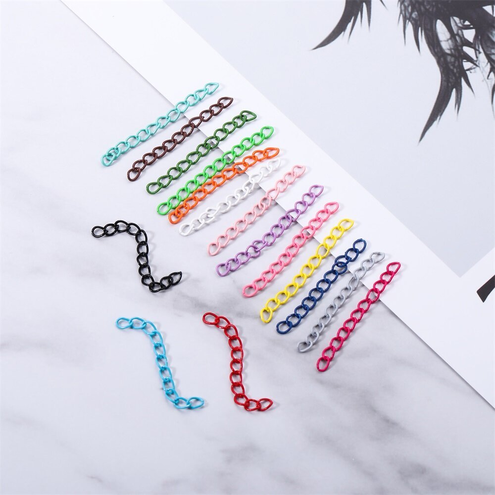 30 5ซม. สร้อยคอที่มีสีสันโซ่ต่อขยายสร้อยข้อมือขนาดใหญ่ขยายโซ่หาง Extender สำหรับ DIY เครื่องประดับทำอุปกรณ์