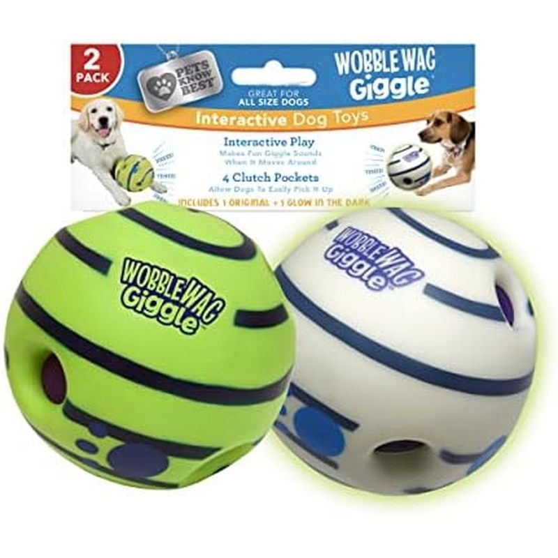 Rolling Enrichment สําหรับในร่มกลางแจ้ง Wobble Wag Giggle Ball ช่วยให้สุนัขลูกสุนัข Busy S ขนาดกลางข