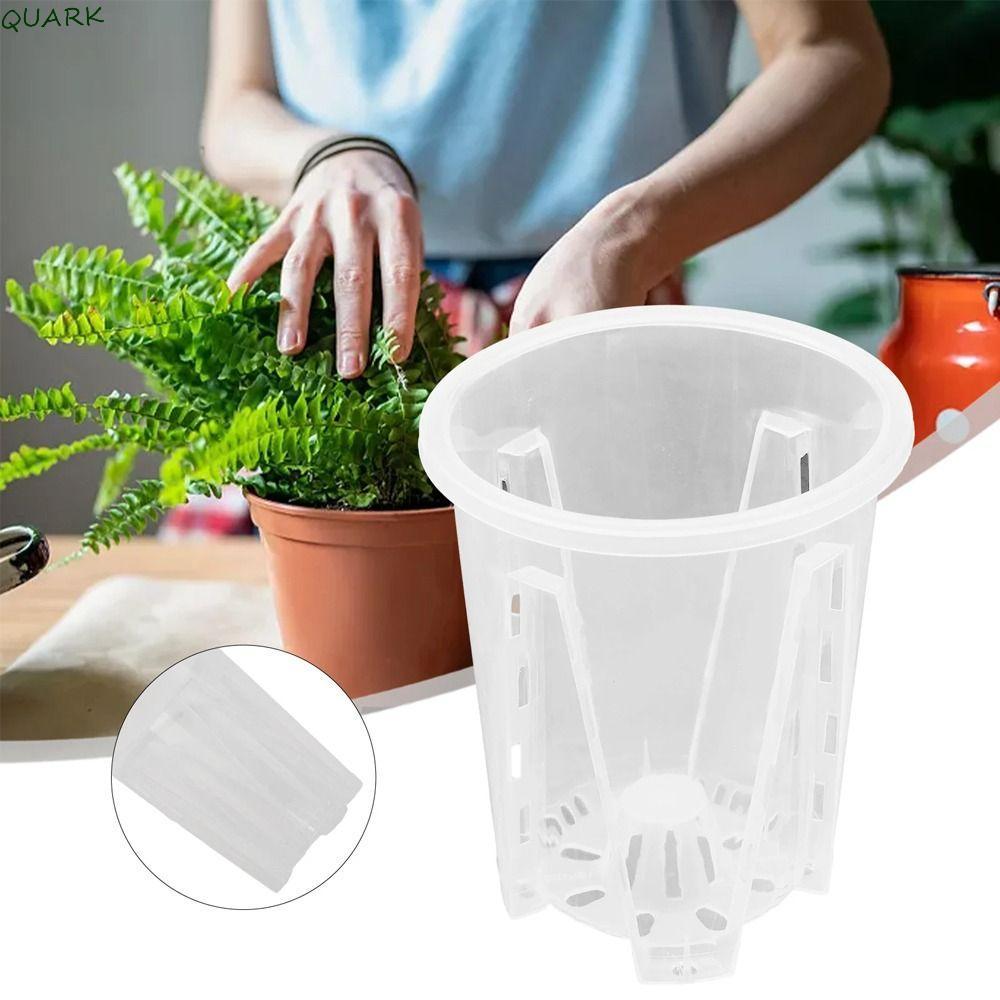 QUARK Root Control กระถางดอกไม้โปร่งใส,พลาสติกสวยงาม Phalaenopsis Orchid Pots,เครื่องมือปลูกพร้อม Stomata Breathable พร้อมถาดปลูกหม้อกลางแจ้ง