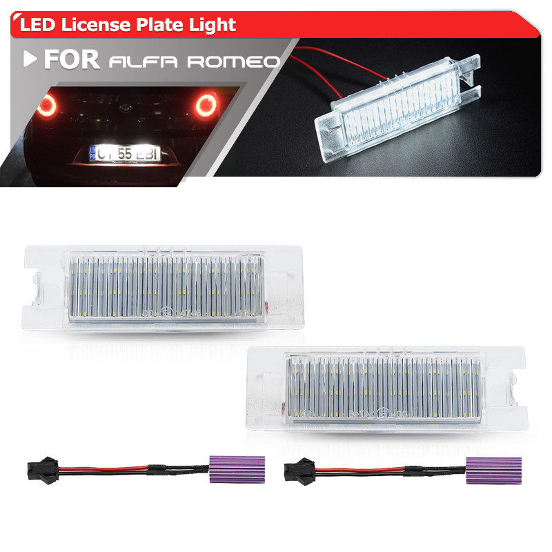 2PCs Canbus Led จํานวนใบอนุญาตไฟอัตโนมัติหลอดไฟสําหรับ Alfa Romeo 147 156 159 166 Giulietta Mito GT 