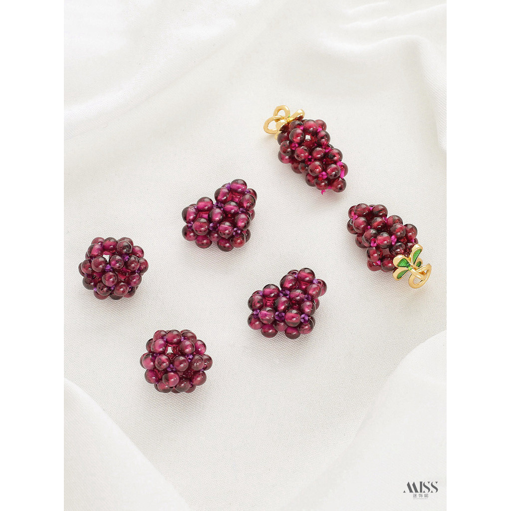 จี้ 18K หินธรรมชาติ Love Heart Grape String diy