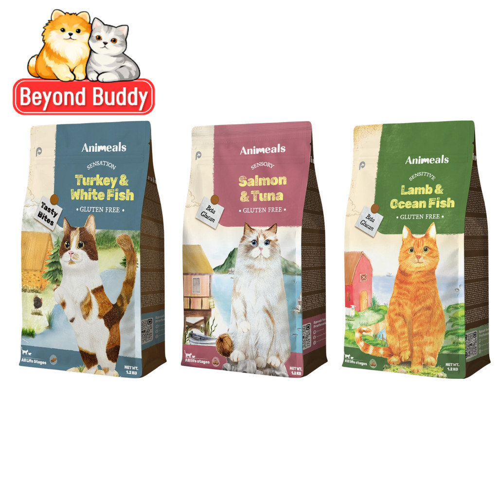 Animeals แอนิมีลส์ สำหรับแมวกินยาก กลิ่นหอมน่าทาน เม็ดพอดีคำ แมวโตทานง่าย ครบสารอาหาร ขนาด 1.2 kg
