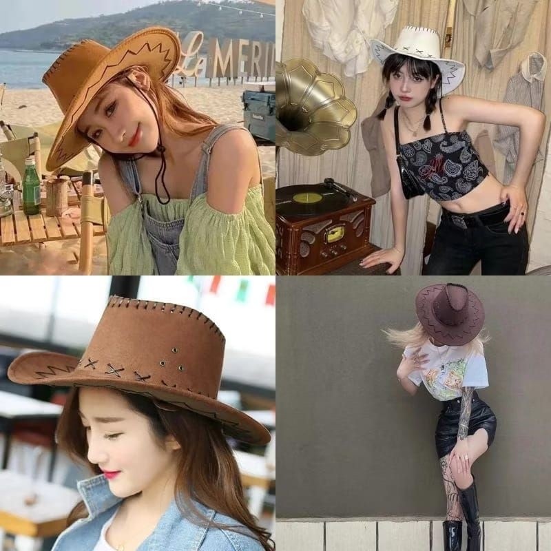 AMERICAN COWBOY HAT / LAKEN COWBOY HAT / HORSE HAT READY MAKASSAR