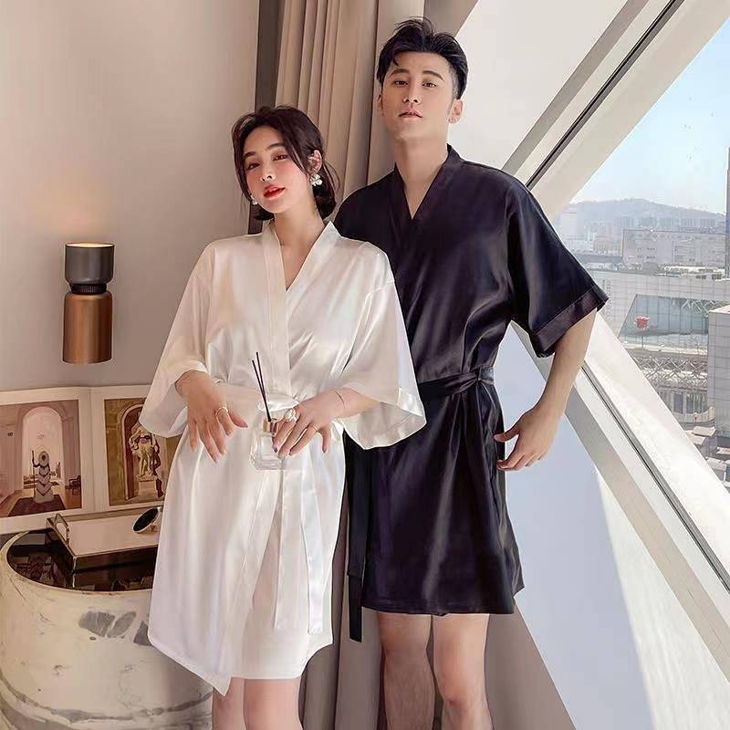 Loose Couple Bathrobe Homewear Summer Thin Adult Pajamas Bathrobe jGJl