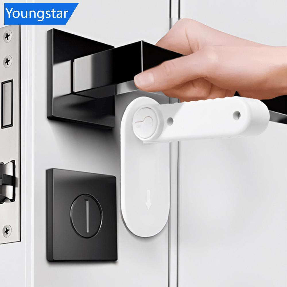 FYY Universal เด็กความปลอดภัยประตู Lever ล็อค Punch-ฟรี Anti-Open ปุ่มซ่อนหัวเข็มขัด Self-Adhesive A